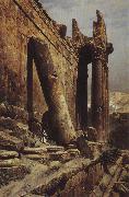 Gustav Bauernfeind Temple Ruins of Baalbek oil painting